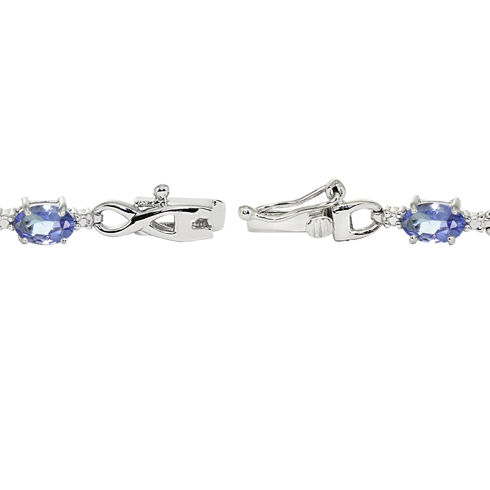 Sterling Silver Tanzanite Oval Polished Infinity Classic Tennis Bracelet-2