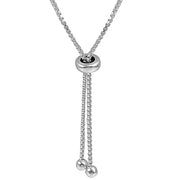 Sterling Silver Polished Ball Bead Station Wheat Spiga Chain Adjustable Bolo Bracelet