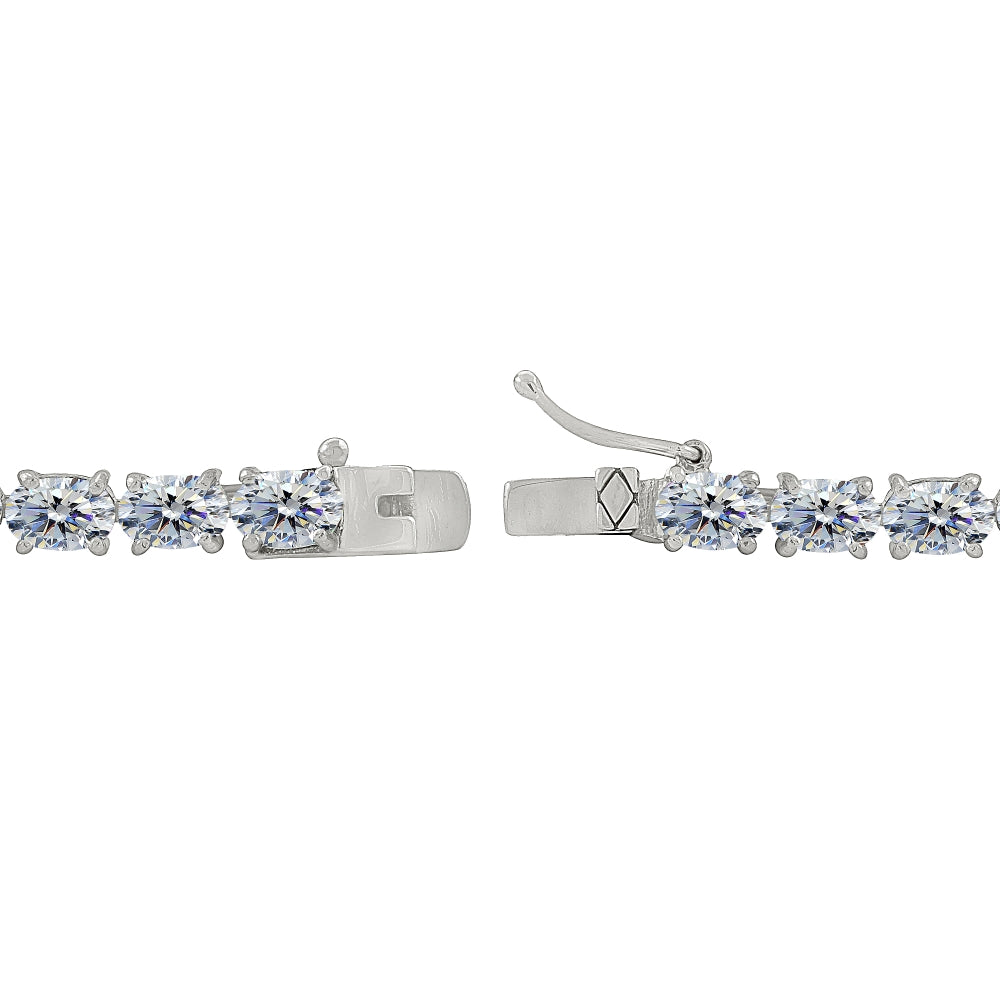 Sterling Silver Clear 6x4mm Oval-Cut Classic Tennis Bracelet Made with Swarovski Crystals-2