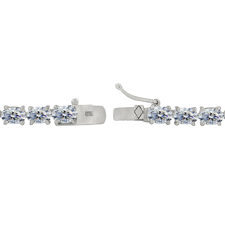 Sterling Silver Clear 6x4mm Oval-Cut Classic Tennis Bracelet Made with Swarovski Crystals