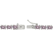 Sterling Silver Pink 6x4mm Oval-Cut Classic Tennis Bracelet Made with Swarovski Crystals
