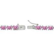 Sterling Silver Light Rose 6x4mm Oval-Cut Classic Tennis Bracelet Made with Swarovski Crystals