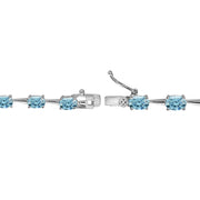 Sterling Silver Light Blue 6x4mm Oval-Cut Classic Link Tennis Bracelet Made with Swarovski Crystals