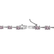 Sterling Silver Pink 6x4mm Oval-Cut Classic Link Tennis Bracelet Made with Swarovski Crystals