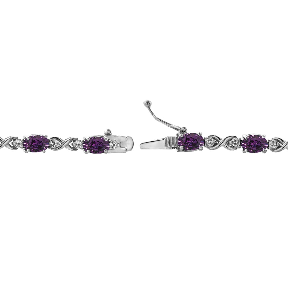 Sterling Silver Purple 6x4mm Oval Infinity Bracelet Made with Swarovski Crystals-2