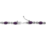 Sterling Silver Purple 6x4mm Oval Infinity Bracelet Made with Swarovski Crystals