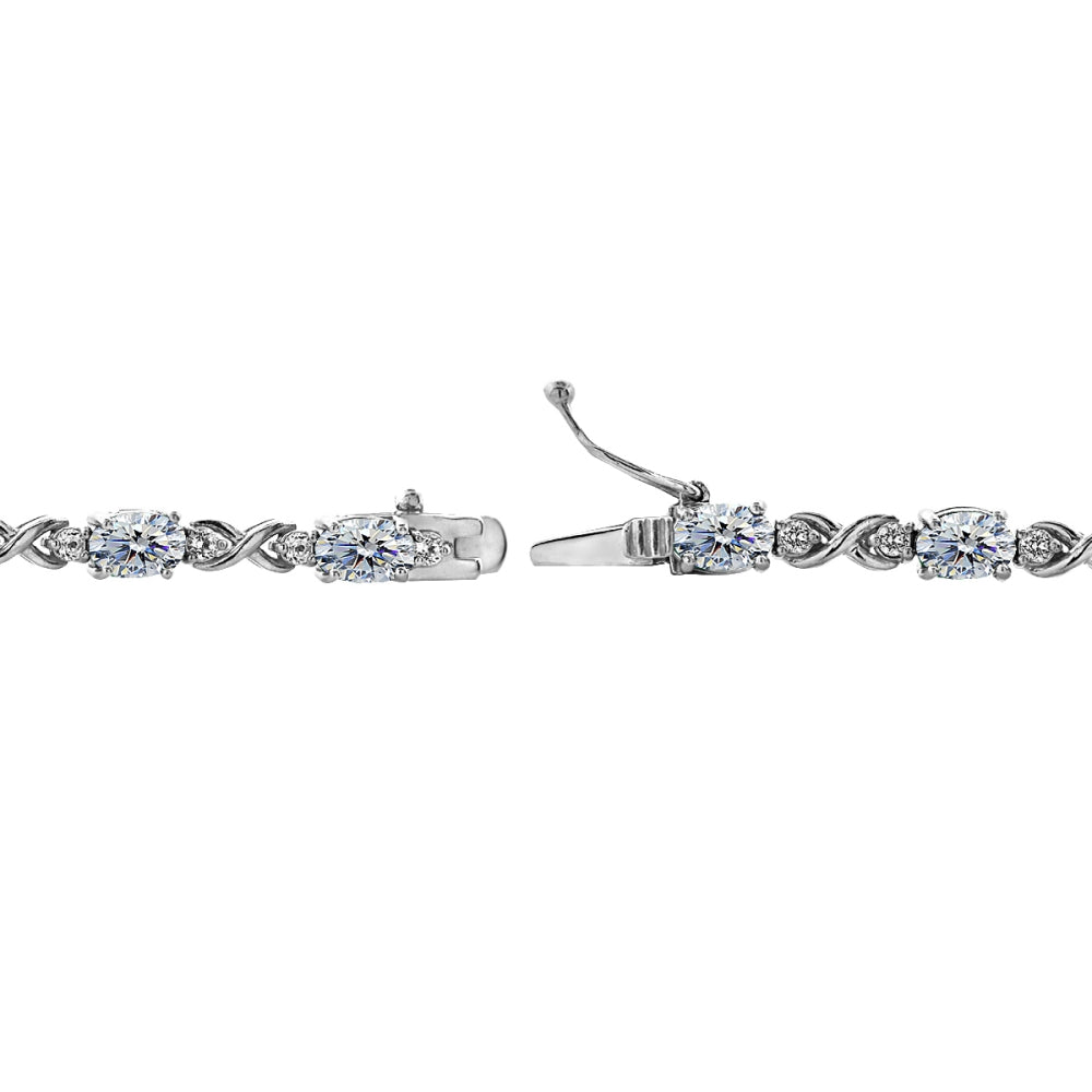 Sterling Silver Clear 6x4mm Oval Infinity Bracelet Made with Swarovski Crystals-2
