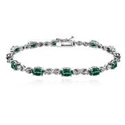 Sterling Silver Green 6x4mm Oval Infinity Bracelet Made with Swarovski Crystals