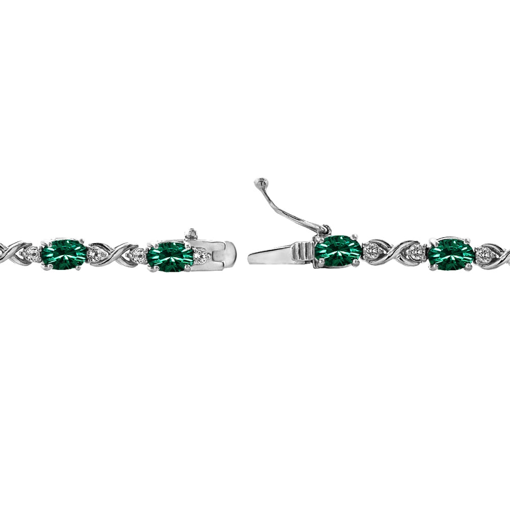 Sterling Silver Green 6x4mm Oval Infinity Bracelet Made with Swarovski Crystals-2