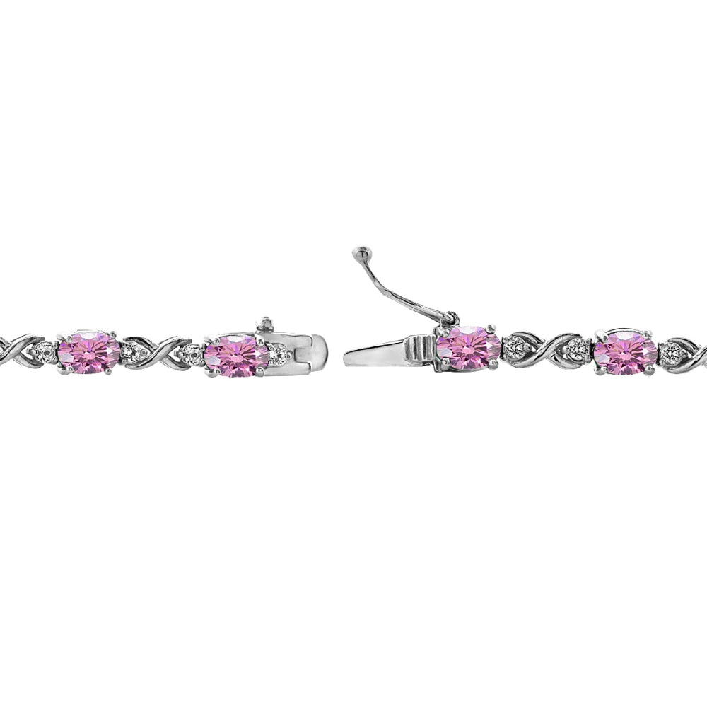 Sterling Silver Light Rose 6x4mm Oval Infinity Bracelet Made with Swarovski Crystals-2