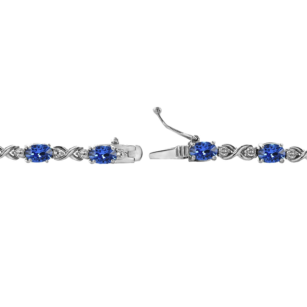 Sterling Silver Blue 6x4mm Oval Infinity Bracelet Made with Swarovski Crystals-2