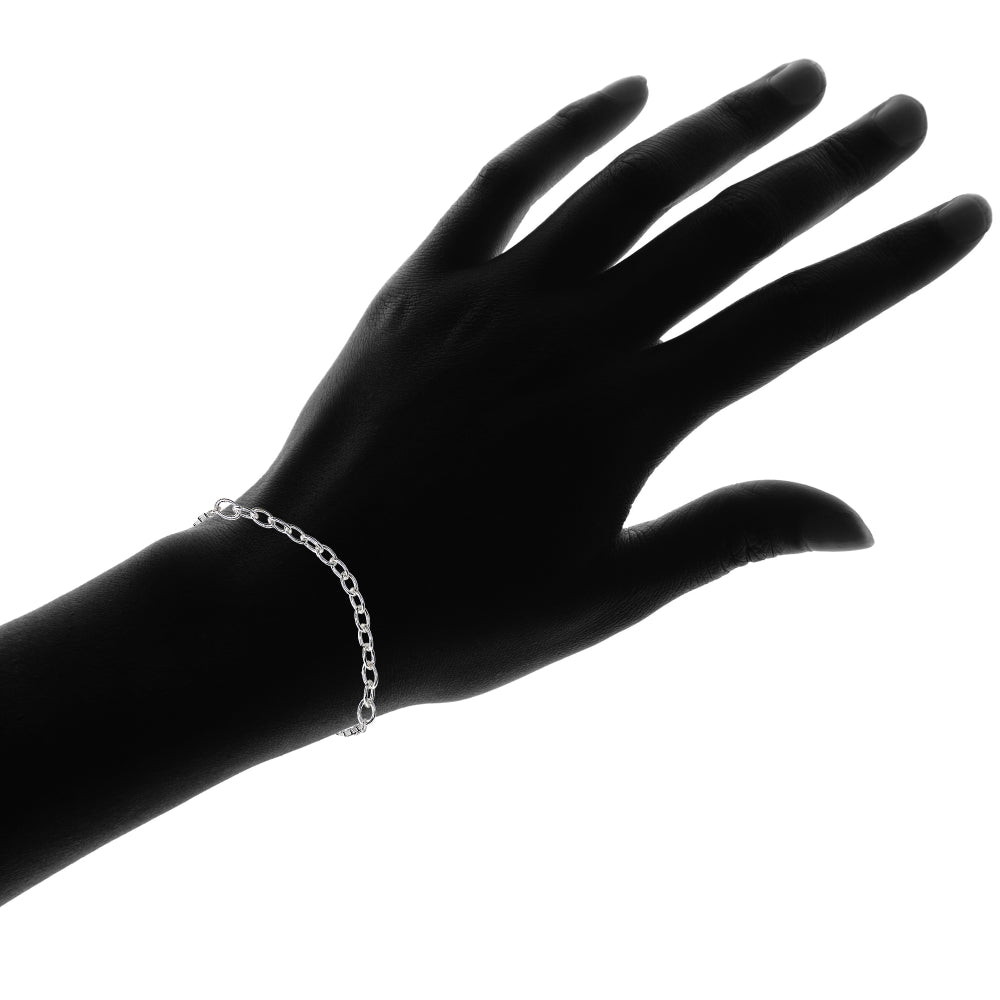 Sterling Silver Polished Pull-String Loop Adjustable Charm Link Chain Bolo Bracelet-3