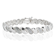 Sterling Silver Polished Swirl Round  Diamond Accent Fashion Bracelet, JK-I3