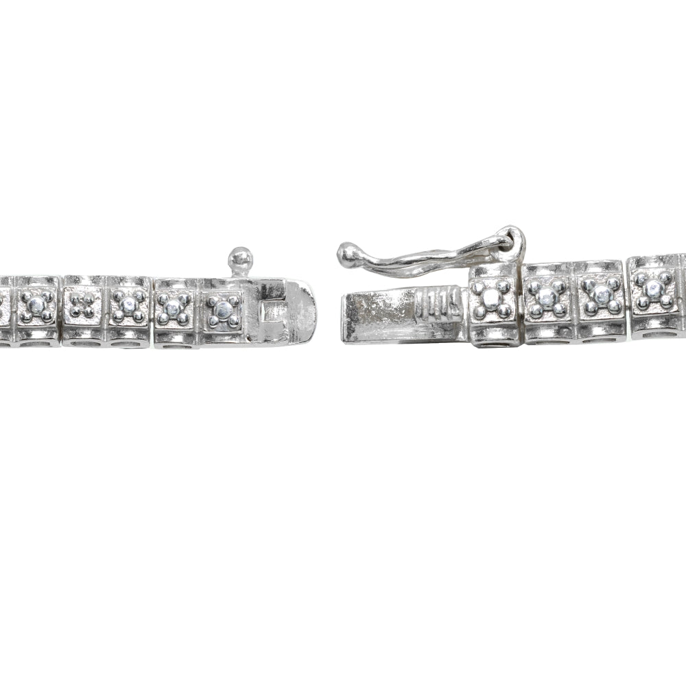 Sterling Silver Polished Square Diamond Accent Fashion Bracelet, JK-I3-2
