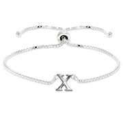Sterling Silver X Letter Initial Alphabet Name Personalized 925 Silver Adjustable Bolo Bracelet