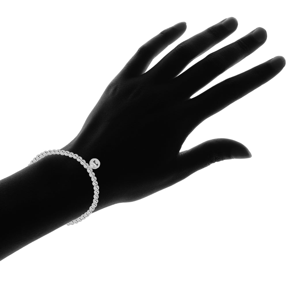 Sterling Silver Polished Large Bead Pull-String Adjustable Bolo Chain Bracelet-3