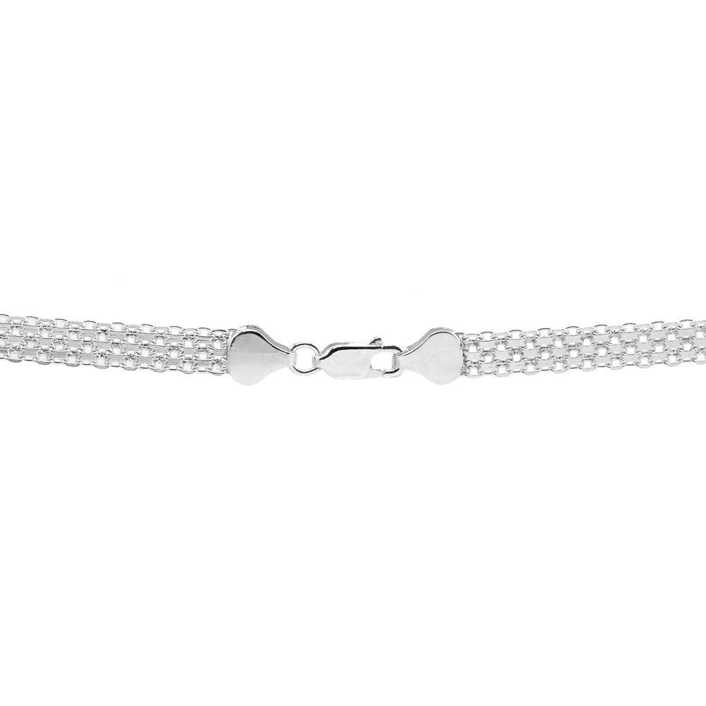 Sterling Silver Polished Bar Tube Fashion Mesh Chain Bracelet-2