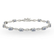 Sterling Silver Clear 6x4mm Oval-Cut Tennis Bracelet Made with Swarovski Crystals