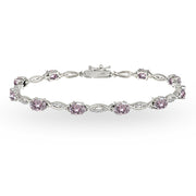 Sterling Silver Pink 6x4mm Oval-Cut Tennis Bracelet Made with Swarovski Crystals