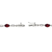 Sterling Silver Red 6x4mm Oval-Cut Tennis Bracelet Made with Swarovski Crystals