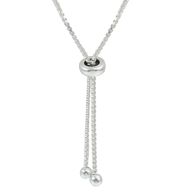 Sterling Silver Polished Bar Diamond-Cut Beads Adjustable Chain Bolo Bracelet