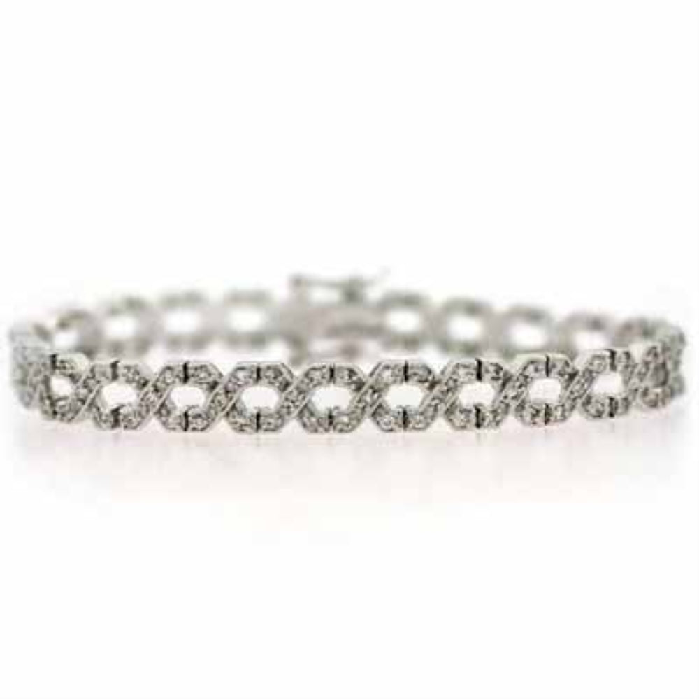 Sterling Silver CZ X Linked Tennis Bracelet