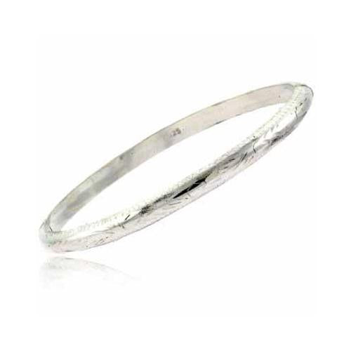 Sterling Silver Flower Design Bangle