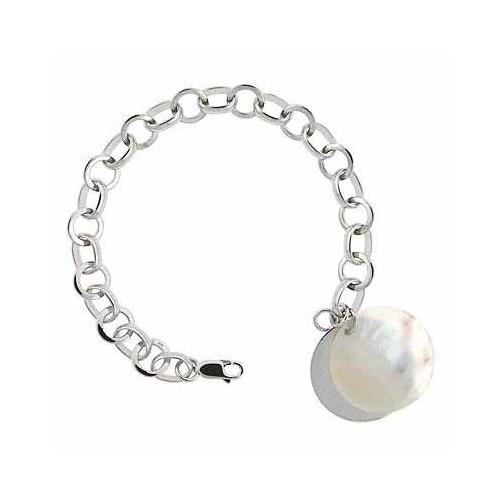 Sterling Silver Mother of Pearl Charm Bracelet