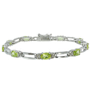 Sterling Silver Peridot and Diamond Accent Bracelet