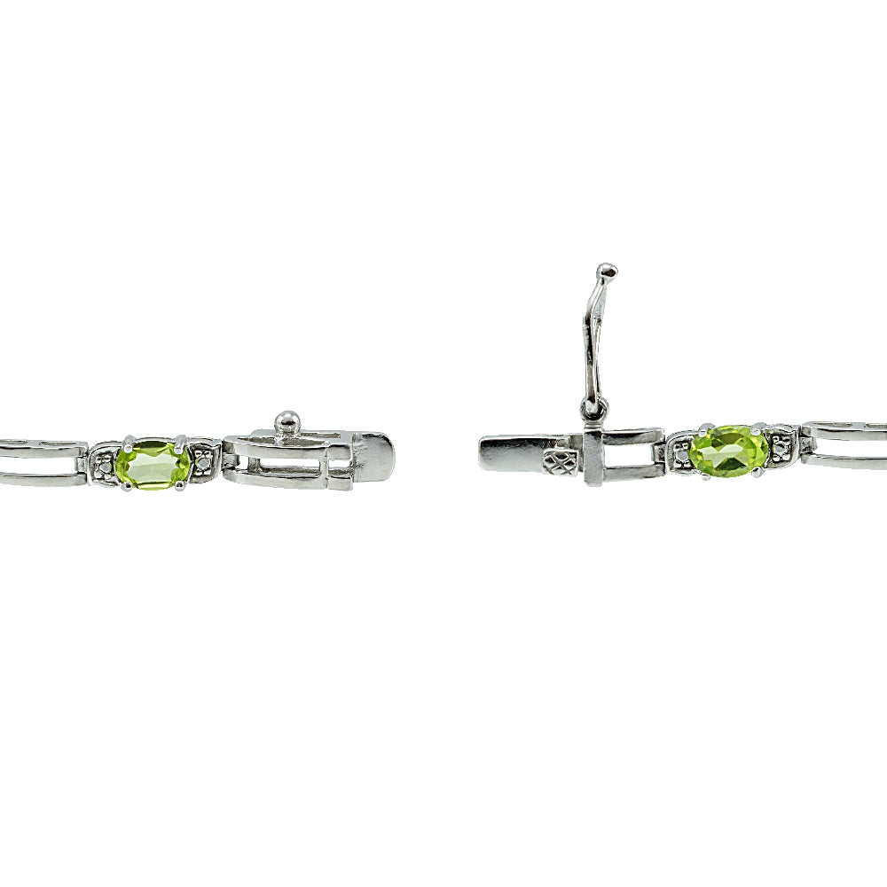 Sterling Silver Peridot and Diamond Accent Bracelet-2