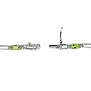 Sterling Silver Peridot and Diamond Accent Bracelet
