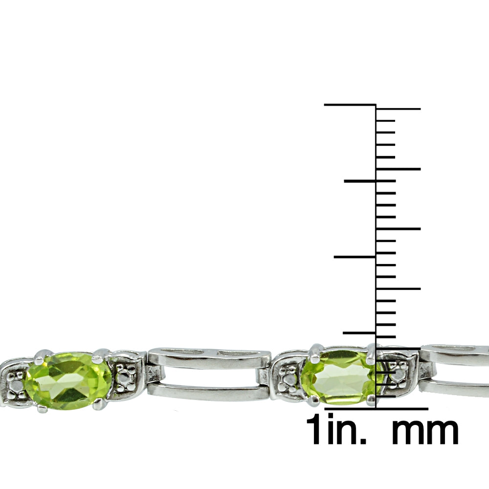 Sterling Silver Peridot and Diamond Accent Bracelet-3