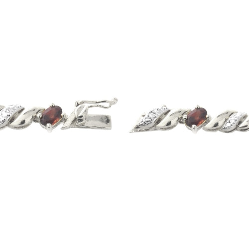 Sterling Silver 5ct Garnet & Diamond Accent San Marco Bracelet-3