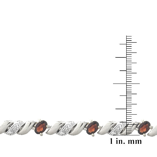 Sterling Silver 5ct Garnet & Diamond Accent San Marco Bracelet-4