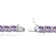 Sterling Silver Genuine Amethyst and Genuine Diamond Accent Bracelet