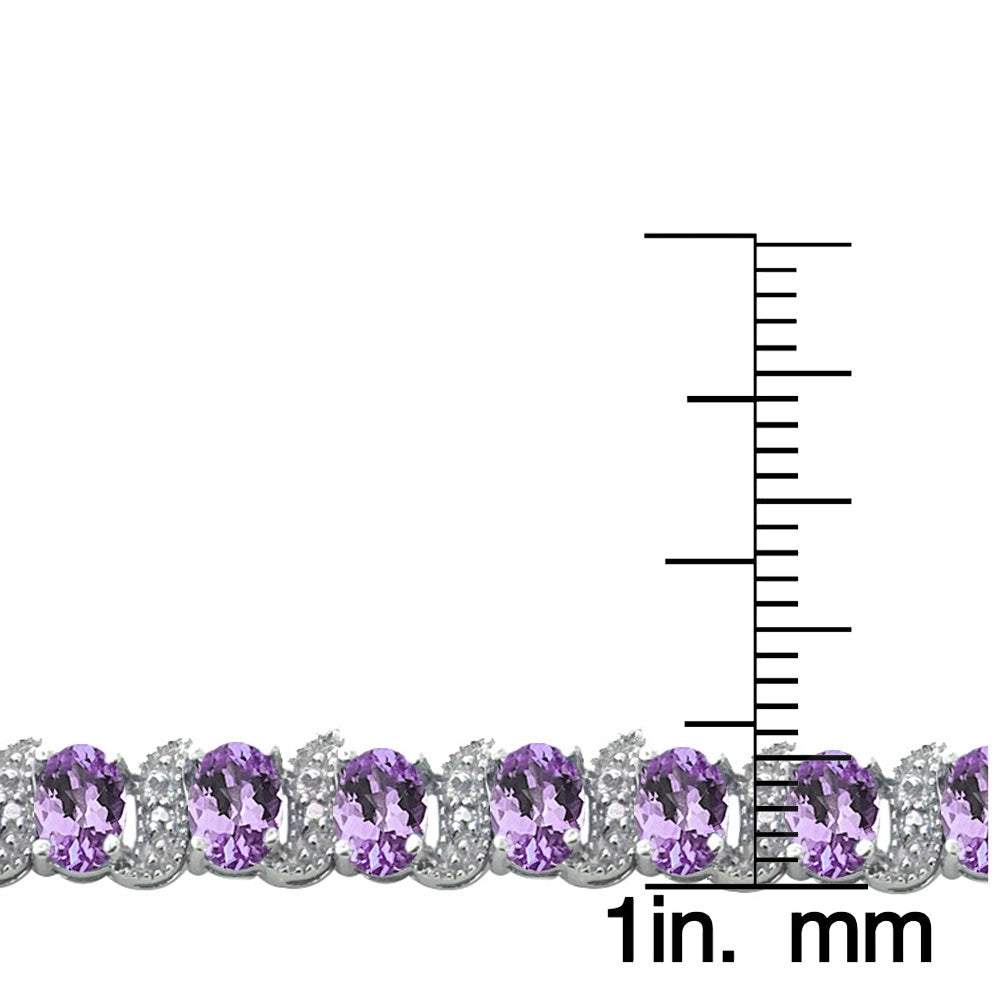Sterling Silver Genuine Amethyst and Genuine Diamond Accent Bracelet-3