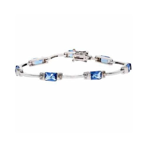 Sterling Silver Tanzanite CZ Rectangle Tennis Bracelet