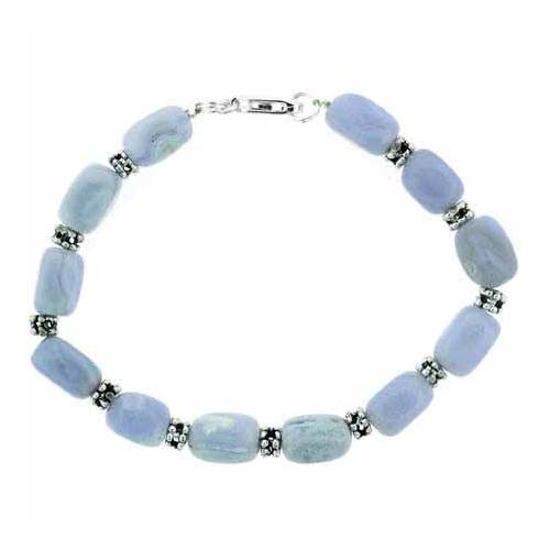Sterling Silver Lace Agate Nugget & Bali Bead Bracelet