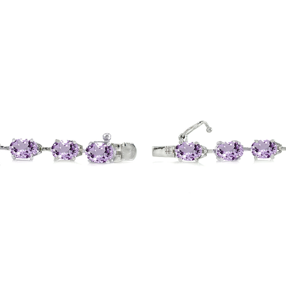 Sterling Silver Amethyst 7x5mm Oval Classic Link Tennis Bracelet-2