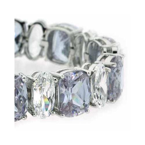 Sterling Silver Lavender CZ and Created Diamond CZ Chunky Tennis Bracelet