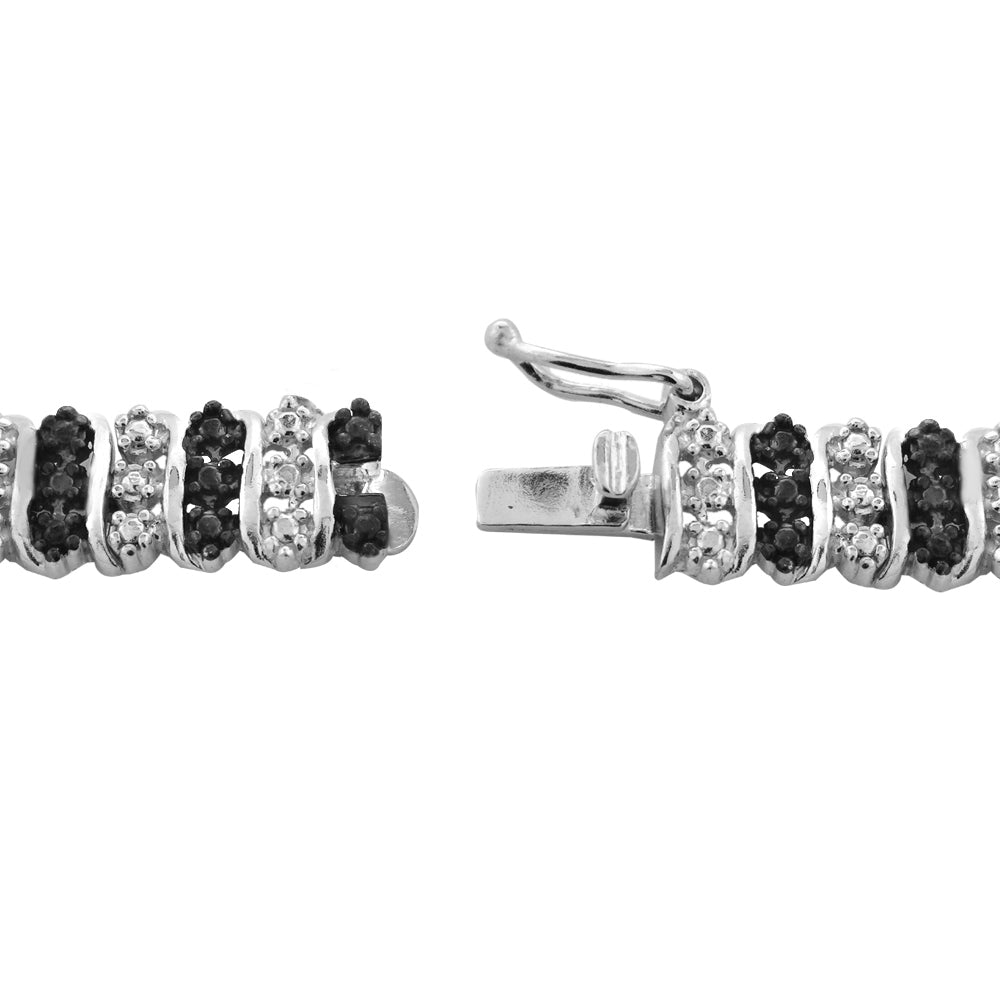 Sterling Silver Black Diamond Accent S-Pattern Tennis Bracelet-3