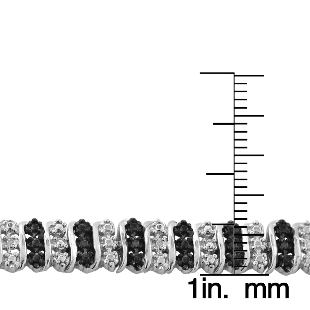 Sterling Silver Black Diamond Accent S-Pattern Tennis Bracelet-4