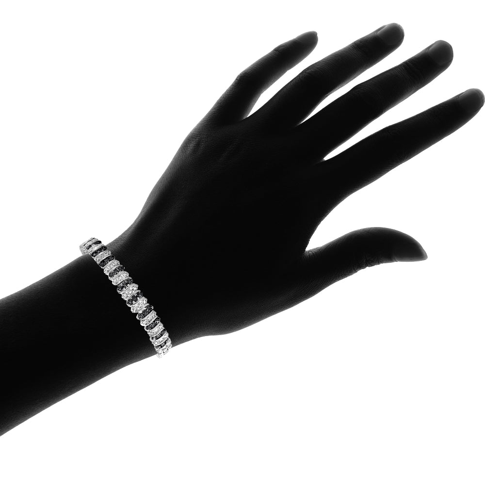 Sterling Silver Black Diamond Accent S-Pattern Tennis Bracelet-5