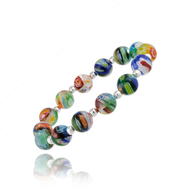 Transparent Multi Flowers Murano Glass Beads Stretchy Millefiore