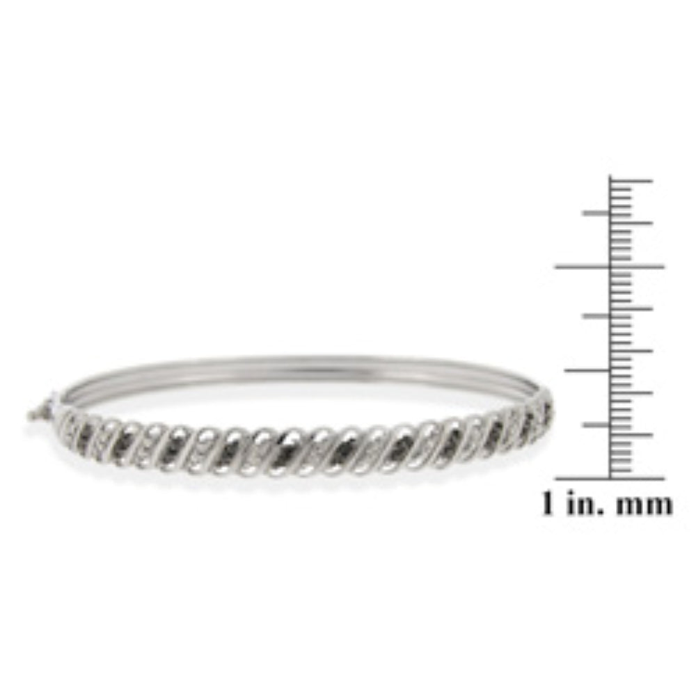 Sterling Silver Black Diamond Accent S Design Bangle Bracelet-4
