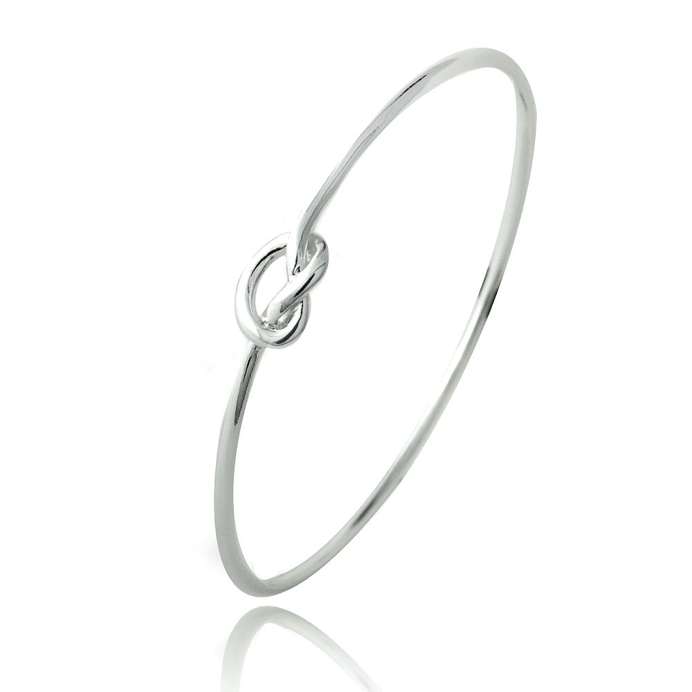 Sterling Silver Polished Love Knot Bangle Bracelet