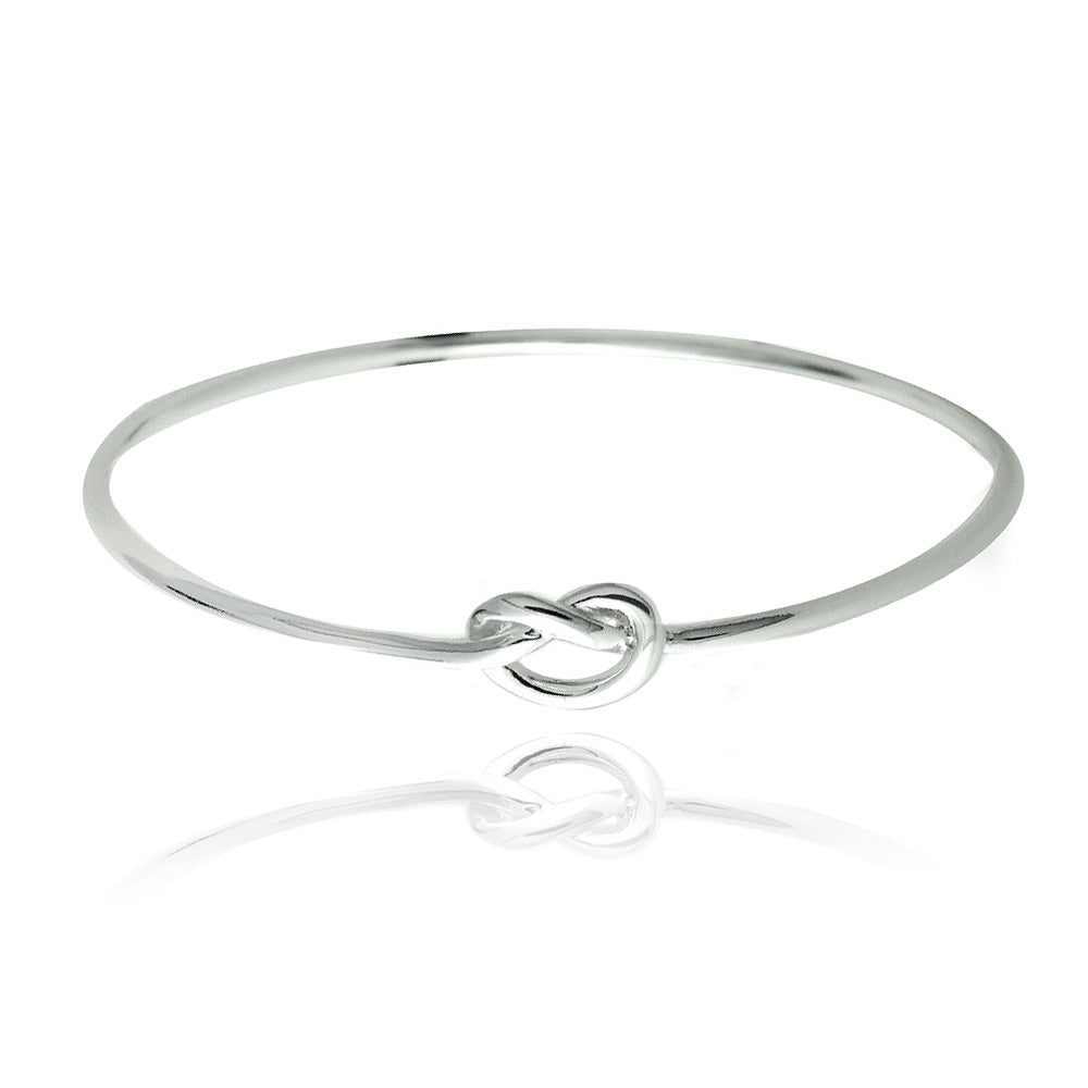 Sterling Silver Polished Love Knot Bangle Bracelet-2