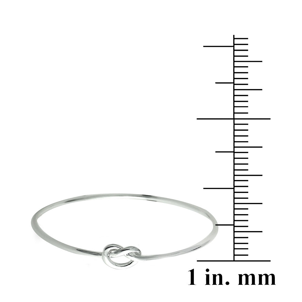 Sterling Silver Polished Love Knot Bangle Bracelet-3