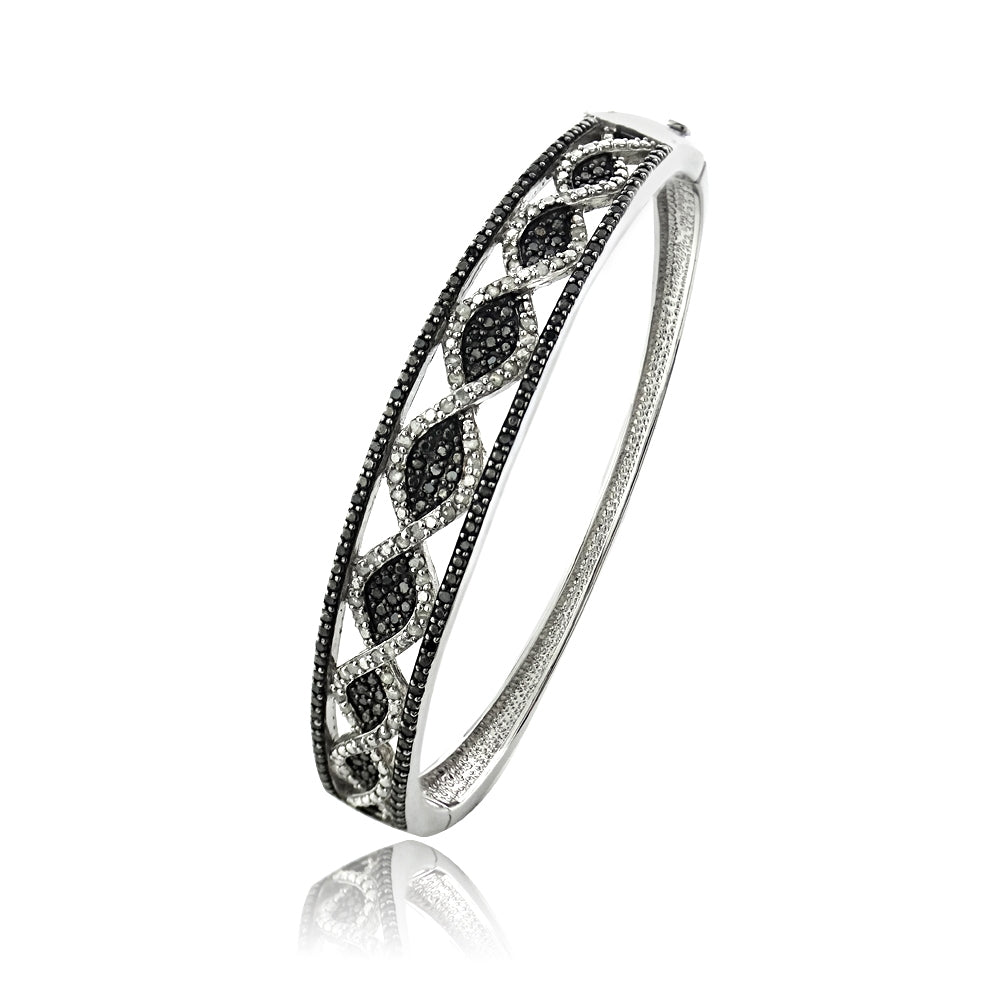 1 CT Black & White Diamond Bangle Bracelet-2