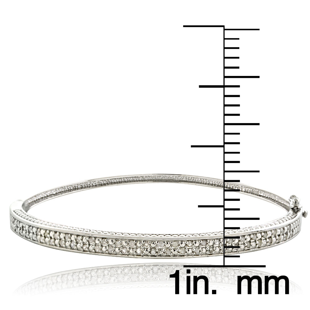 1/2ct Diamond Silver Tone Bangle Bracelet-3
